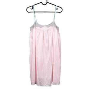 Lorraine VTG Nightgown S Womens Pink Blue Chemise Antron Nylon Embroidered